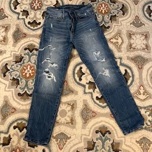 American Eagle, Mens Jeans, next Level airflex, slim, medium wash, distressed